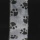 Wired Sheer Paw Prints 2.5 Inch 20 Yards White/black
