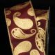Gold wired Satin Power Paisley 3 Inch 20 Yards Burgundy