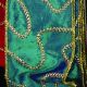 Gold Wired Swirl Satin Silk Aria 2.5 Inch 20 Yards Royal Blue