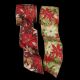 Gold Wired Print Poinsettia Ribbon