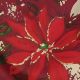 Gold Wired Print Poinsettia 4 Inch 20 Yards Burgundy