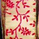 Wired Satin Silk with Velvet Flower Applica 3 Inch 20 Yards Gold/red