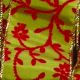 Wired Satin Silk with Velvet Flower Applica 3 Inch 20 Yards Green/red