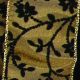 Wired Satin Silk with Velvet Flower Applica 3 Inch 20 Yards Gold/black