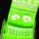 Wired Print Cherries & Flowers 1.5 Inch 20 Yards Green