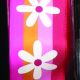 Wired Woven Color Stripes Flowers 1.5 In 27 Yard Red/pink/orange