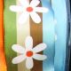 Wired Woven Color Stripes Flowers 1.5in 27yrd Green/ivory/brown/blue