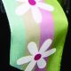 Wired Woven Color Stripes Flowers 1.5in 27yrd Blue/ivory/pink/green
