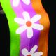 Wired Woven Color Stripes Flowers 1.5in 27yrd Green/pink/purple/orange