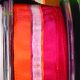 Wired Narrow Taffeta W Sheer 7/8 Inch 27 Yards Red/orange