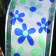 Wired Sheer Edge Pop Flowers 1.5 Inch 27 Yards  Blues