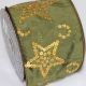 Wired Sequins Stars Taffeta 2.5 Inch 20 Yards Green