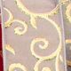 Wired Taffeta Gold Swirl 1.5 inch 20 yards Grey