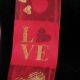 Wired Taffeta Print Love 1.5 in 27 yd Red/Gold
