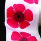 Wired White Taffeta w Poppies 2.5 in 27 yd Red