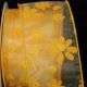 Wired Felt Flowers on Sheer 2.5 Inch 20 Yard Yellow