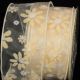 Wired Felt Flowers on Sheer 2.5 Inch 20 Yard Ivory