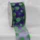 Wired Polka Dots on Sheer Ribbon 2.5 inch 20 yards Purple/Green