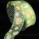 Wire Edge Flower Print Gerbera 1.5 inch 20 yards Green