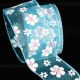 Wire Edge Flower Print Magnolia 2.5 inch 20 yards Turquoise