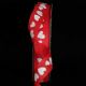 Wire Edge Foil Hearts 5/8 inch 20 yards White on Red