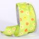Wired Spring Flowers Ribbon 1.5 inch 20 yards Green