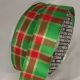 Wired Woven Check Ribbon Red/Green/Gold 1.5 inch by 27 yards
