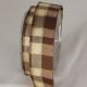 Wired Woven Check Ribbon Brown/Ivory/Gold 1.5 inch by 27 yards