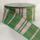 Wired Dupion Summer Plaid 2.5 inch by 20 yards Green Ribbon