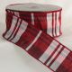 Wired Dupion Summer Plaid 2.5 inch by 20 yards Bordeaux Ribbon