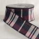 Wired Dupion Summer Plaid 2.5 inch by 20 yards Navy Ribbon