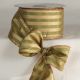 Wired Gold Stripe 2.5 inch by 20 yards Green Ribbon