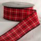 Wired Woven Fabric Plaid 2.5 inch by 20 yards Red Black White Ribbon