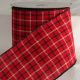Wired Woven Fabric Plaid 5 inch by 20 yards Red Black White Ribbon