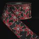 Wired Modern Poinsettia 2.5 inch by 20 yards Black Ribbon