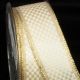 Gold Wired Woven Check Jacquard 1 1/2 Inch 27 Yards Ivory/gold
