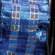 French Wired Lame Check Abby 1.5 Inch 27 Yards Blue