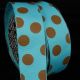 Wired Grosgrain w Large Dots Blue/Brown 1.5 in 27yds