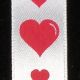 Satin Print White with Red Hearts 5/8in x 27yds Woven