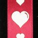 Satin Print Red with White Hearts 5/8in x 27yds Woven