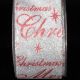 Silver/Red 2.5 inch 20 yards Wired My Christmas Ribbon