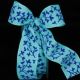 Blue 1.5 inch 27 yards Wired Velvet Leaves Ribbon