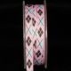 Pink 3/8 inch 27 yards Inga's Argyle Grosgrain Ribbon