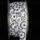 Black/White 5/8 inch 27 yrds Inga's Flower Grosgrain Ribbon