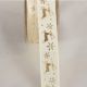 Woven Edge Stag Satin Ribbon Gold on Ivory 5/8 inch 27 yards