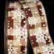 Wired Snowflakes on Check 1.5 inch 20 yards Brown