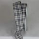 French Wired Anja Plaid Ribbon 1.5 inch by 33 yards Ivory/Navy