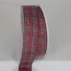 French Wired Anja Plaid Ribbon 1.5 inch by 33 yards Grey/Red
