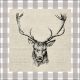 Checked Stag Head Brown Lunch Napkin