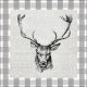 Checked Stag Head Grey Lunch Napkin